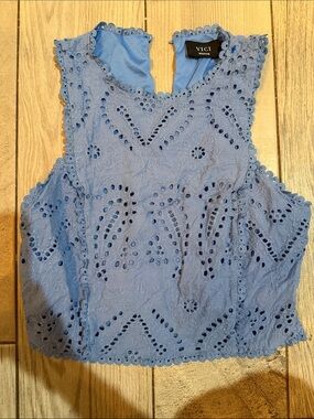 VICI Periwinkle Blue Eyelet Lace Crop Top